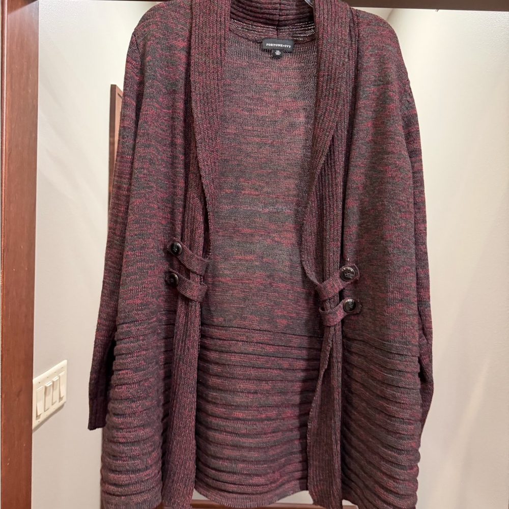 Stylish Knit Cardigan in Rich Burgundy